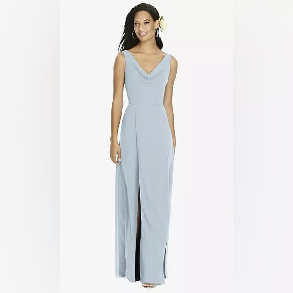 Dessy Dress in Mist. Size 2. Worn only once. Dry cleaned. No alterations.